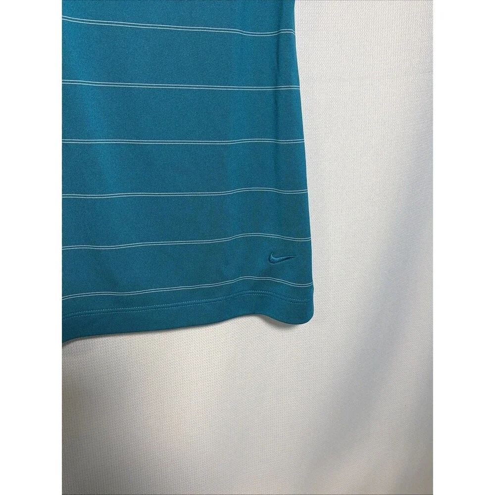 Nike Golf Polo Shirt Womens XL Teal Stripe Sleeveless Dri-Fit Lightweight